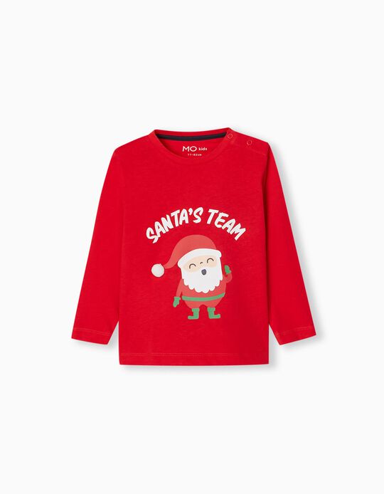 Long Sleeve Christmas T-shirt, Baby Boys, Red