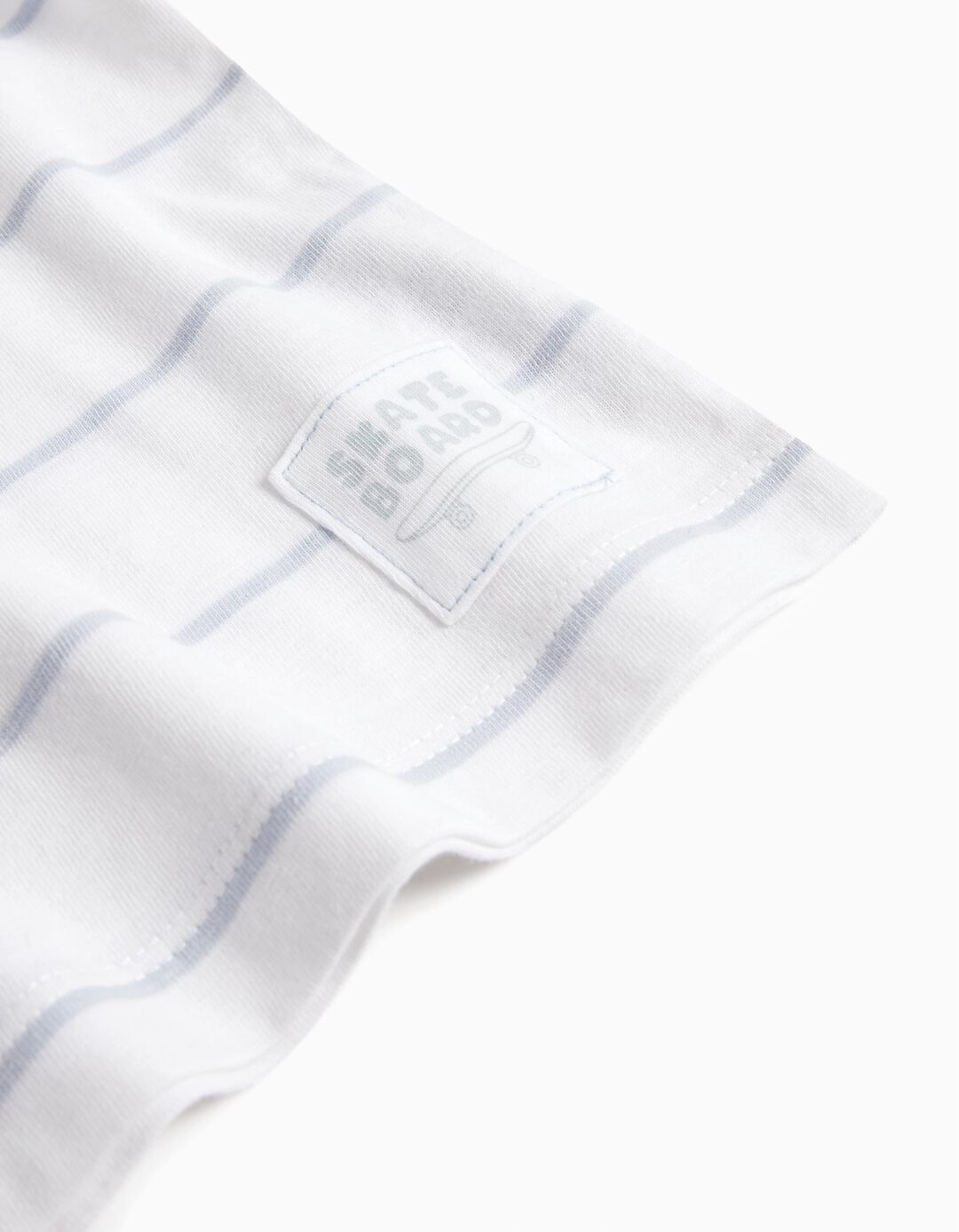 Striped Organic Cotton T-shirt, Baby Boys, Light Blue
