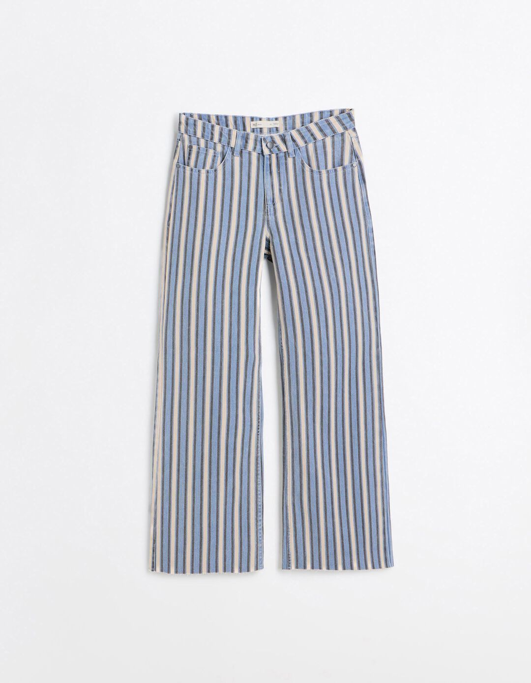 Cal&ccedil;as De Ganga Wide Leg &Agrave;s Riscas, Mulher, Azul