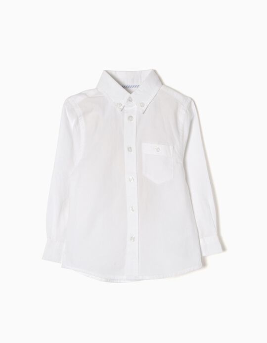 Camisa Manga Comprida para Bebé Menino, Branco