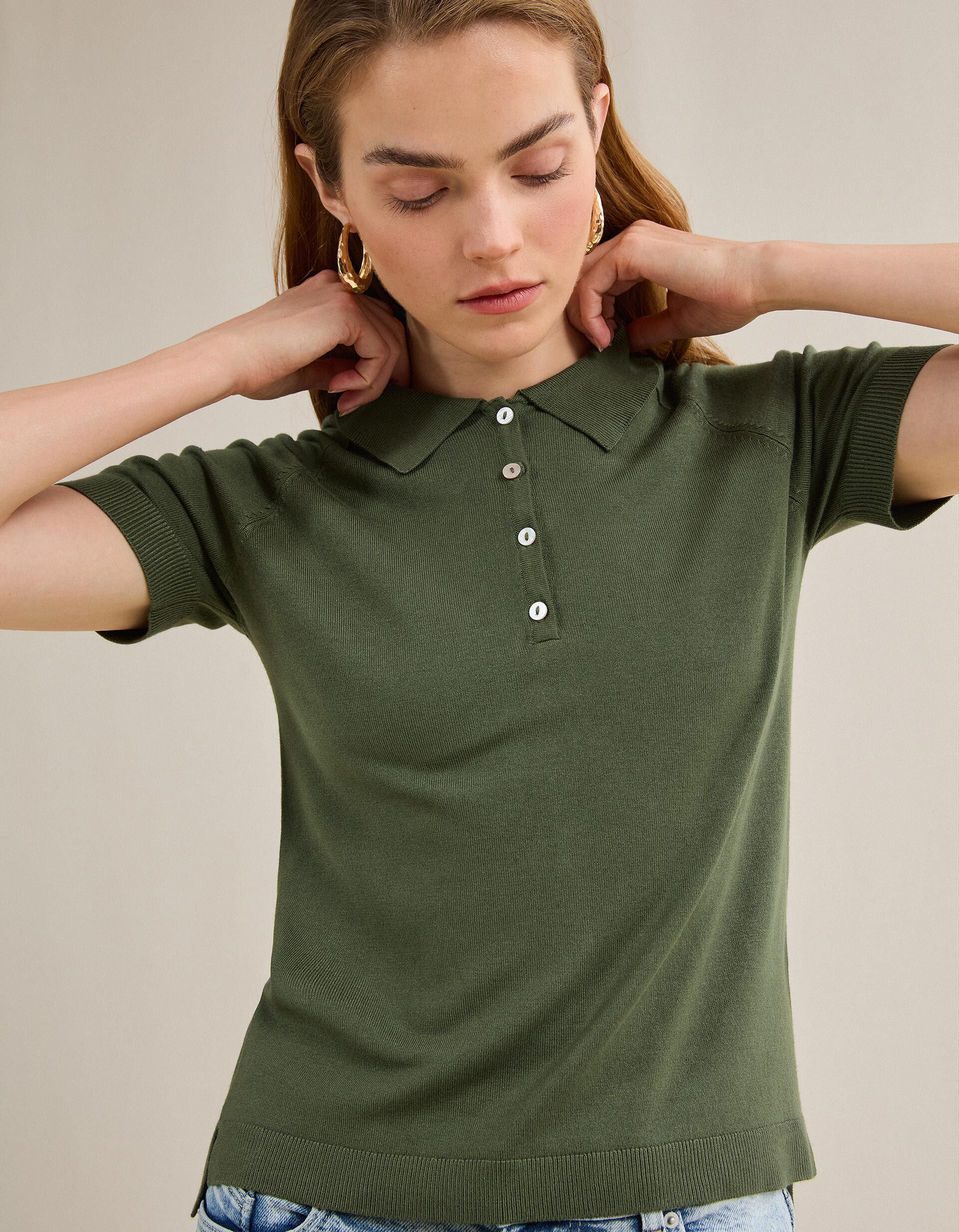 Comprar Online Polo Manga Curta, Mulher, Verde Escuro