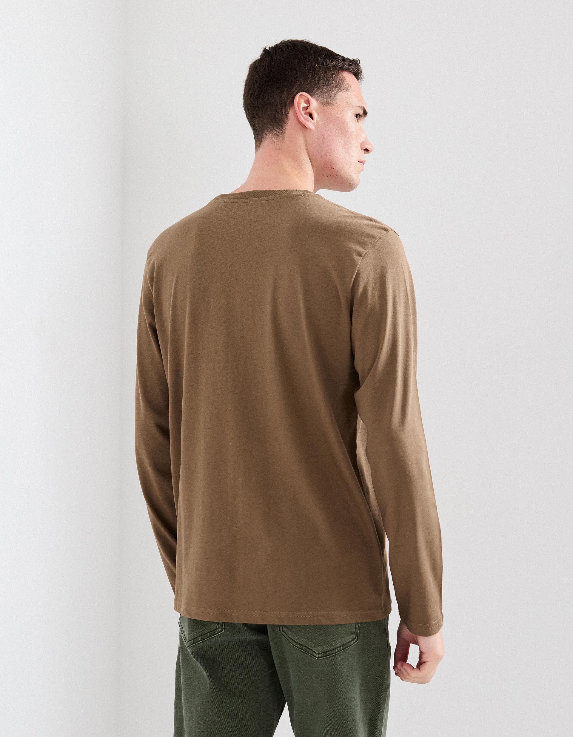 Comprar Online T-shirt de Manga Comprida, Homem, Castanho