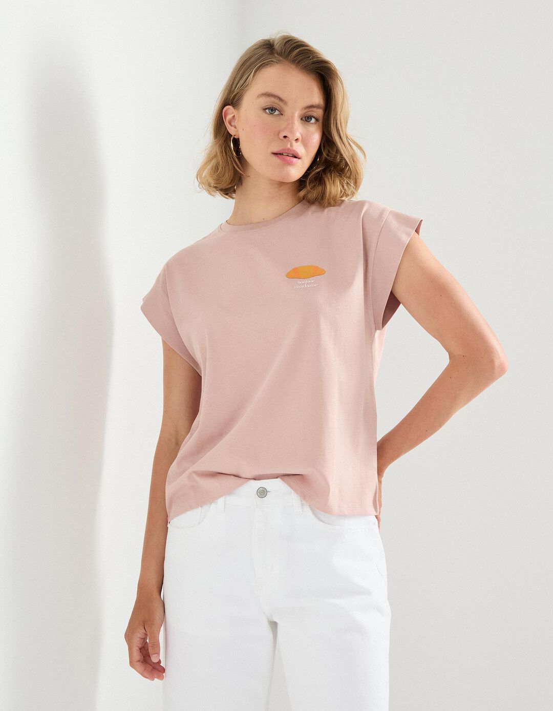 T-shirt Print, Mulher, Rosa Claro