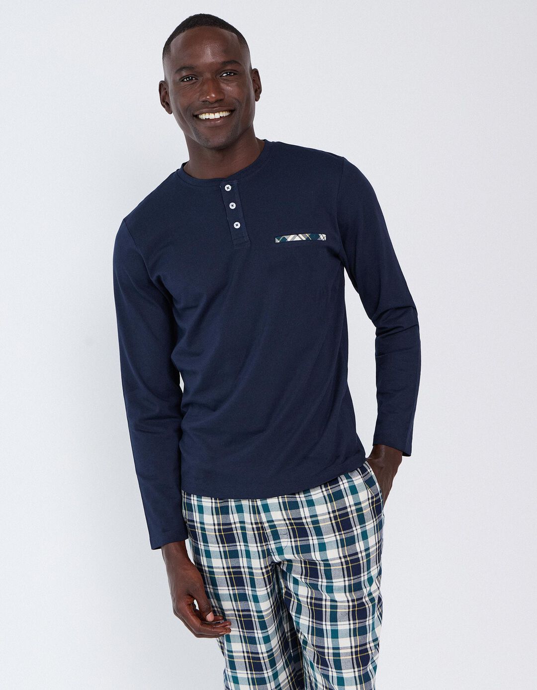 Pijama Xadrez, Homem, Azul Escuro
