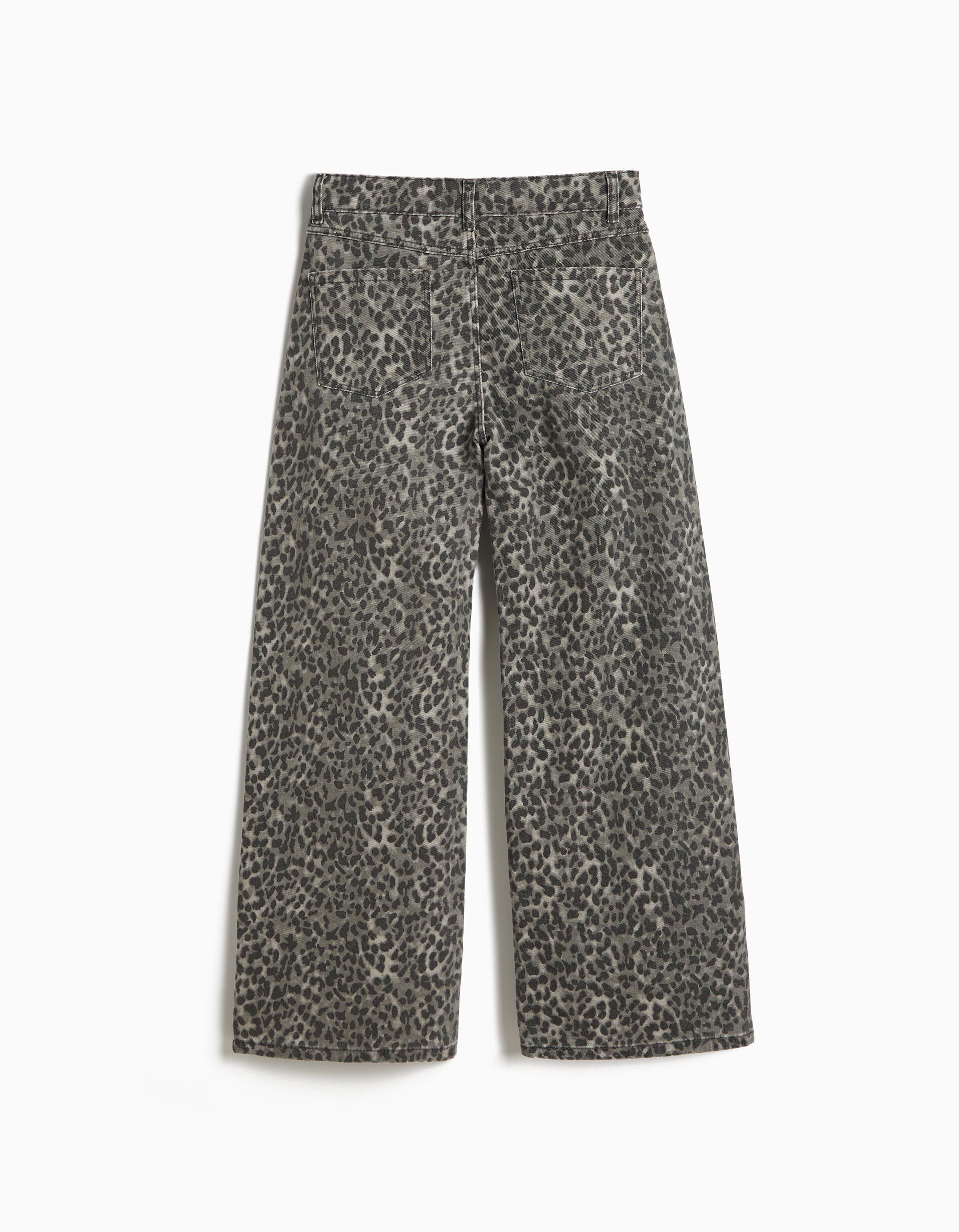 Comprar Online Cal&ccedil;as Wide Leg Animal Print, Menina, Cinzento Escuro
