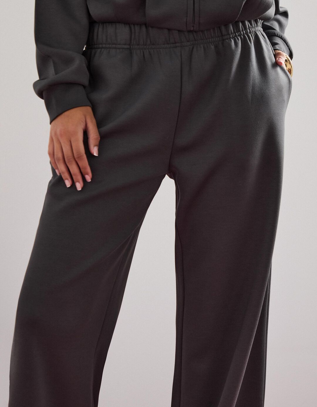 Calças 'Loose Fit', Mulher, Cinzento Escuro