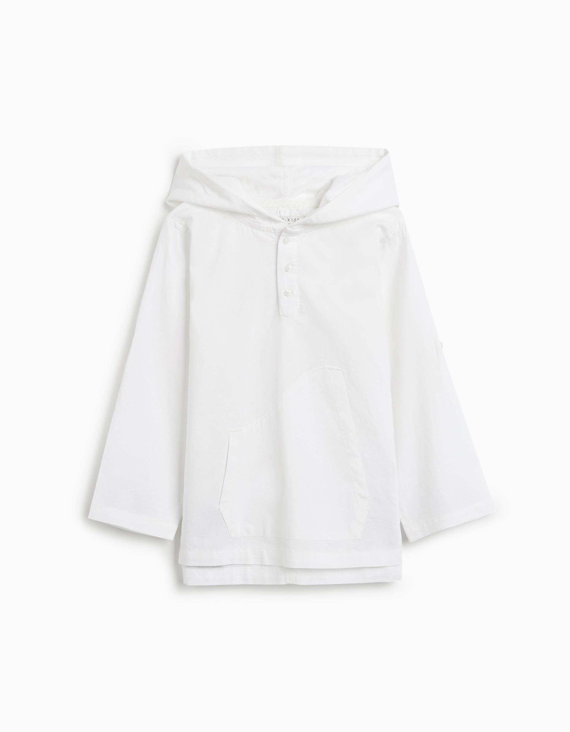 Camisola Capuz com Linho, Menino, Branco