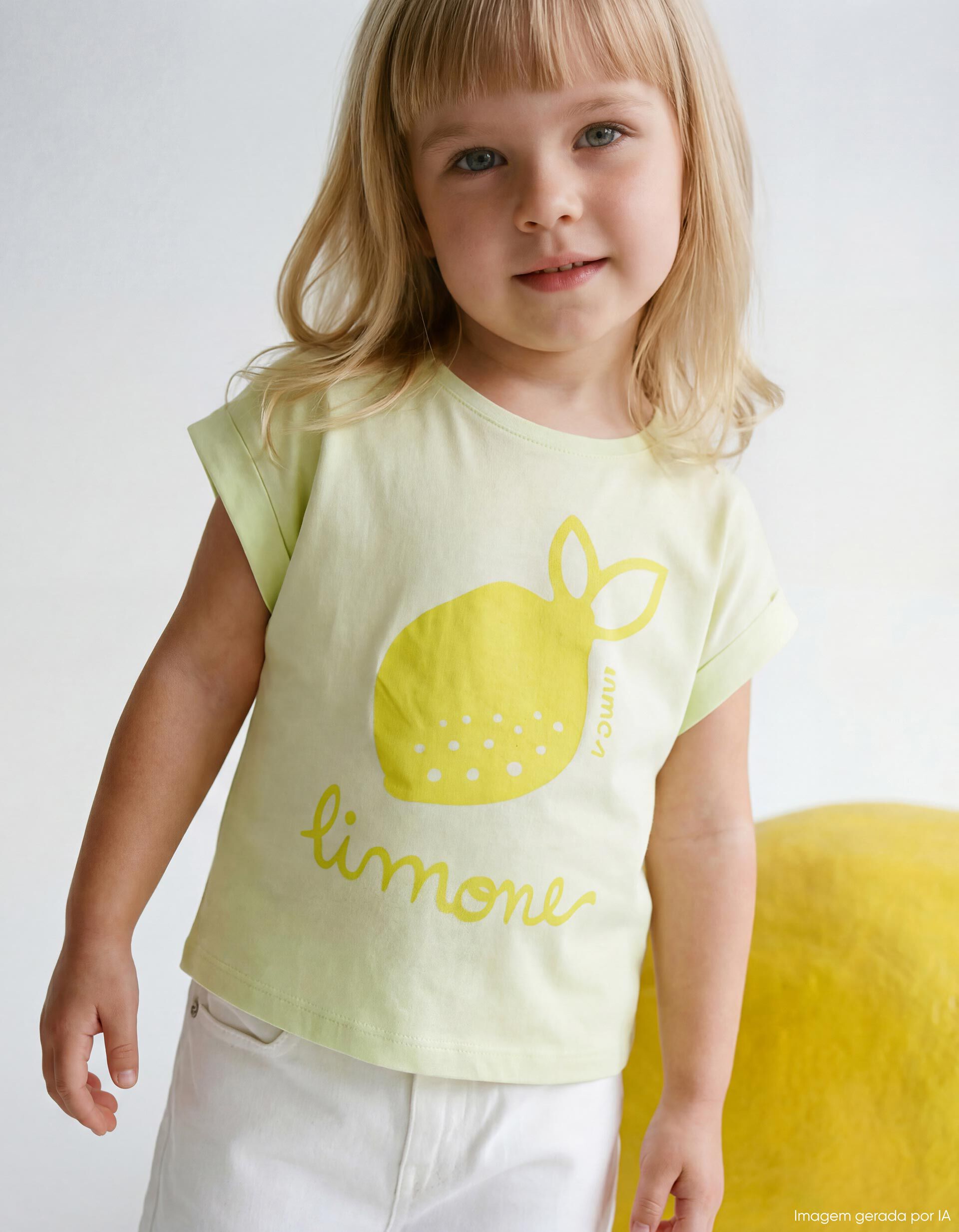 Comprar Online T-shirt Estampada, Menina, Amarelo Claro