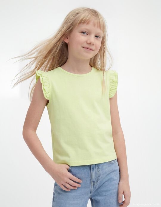 Comprar Online T-shirt Folhos, Menina, Amarelo Claro