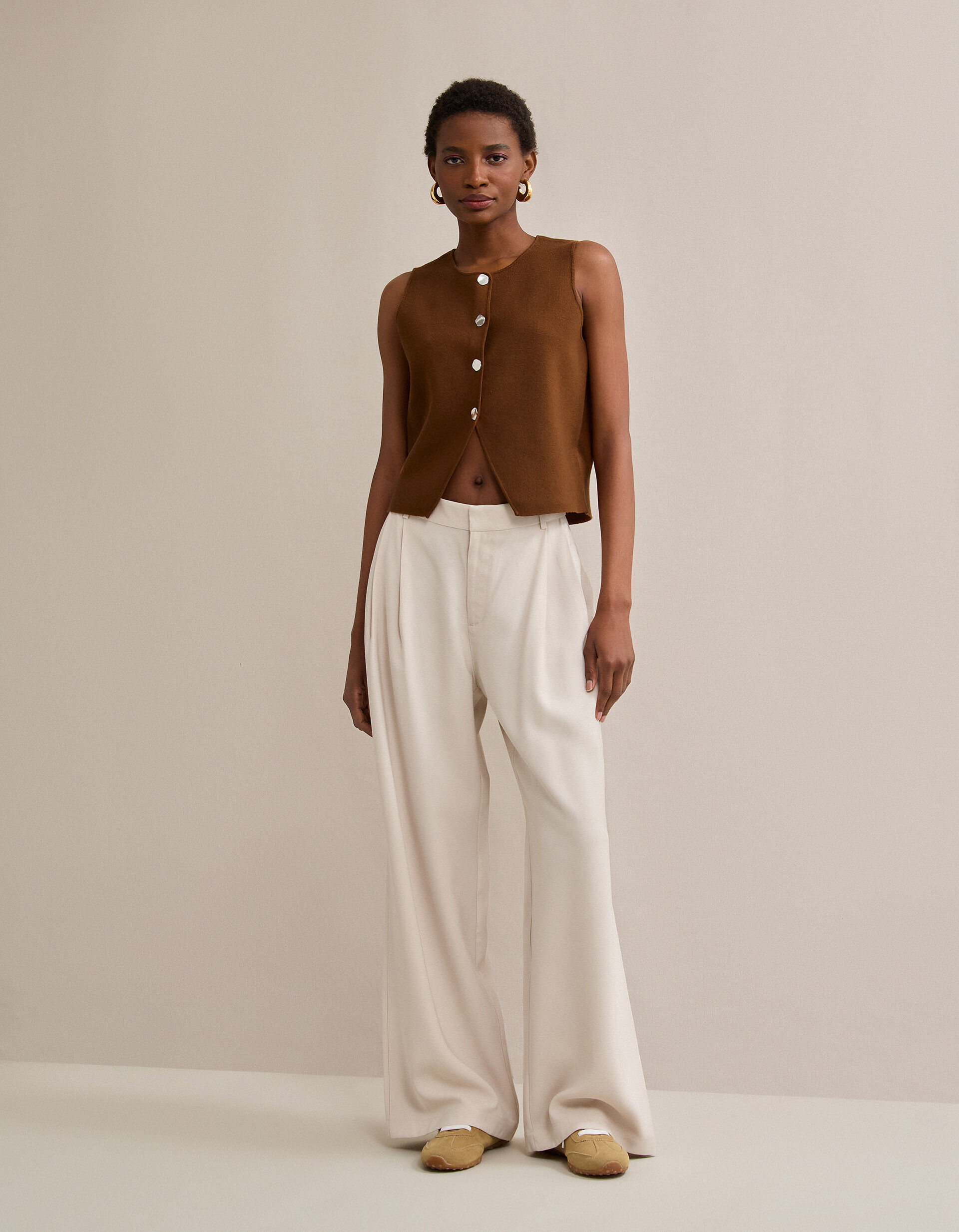 Comprar Online Colete de Malha, Mulher, Bege