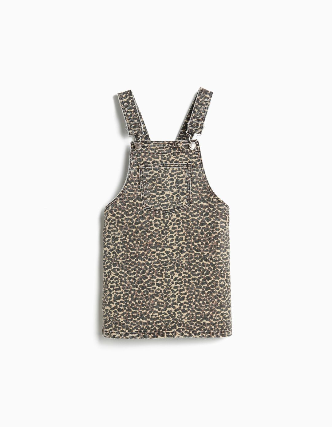 Saia Jardineira Animal Print, Menina, Castanho
