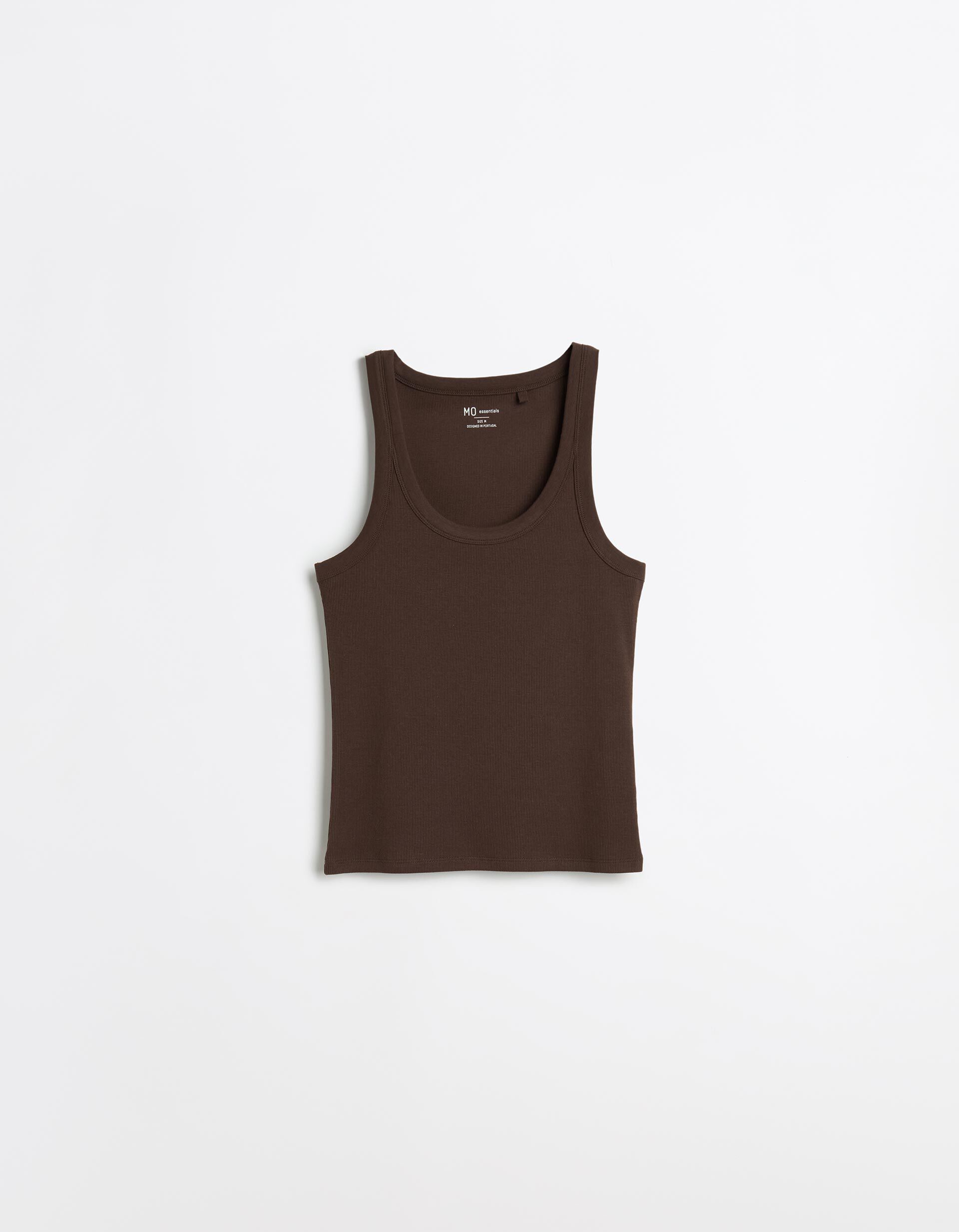Comprar Online Tank Top Canelado, Mulher, Castanho Escuro