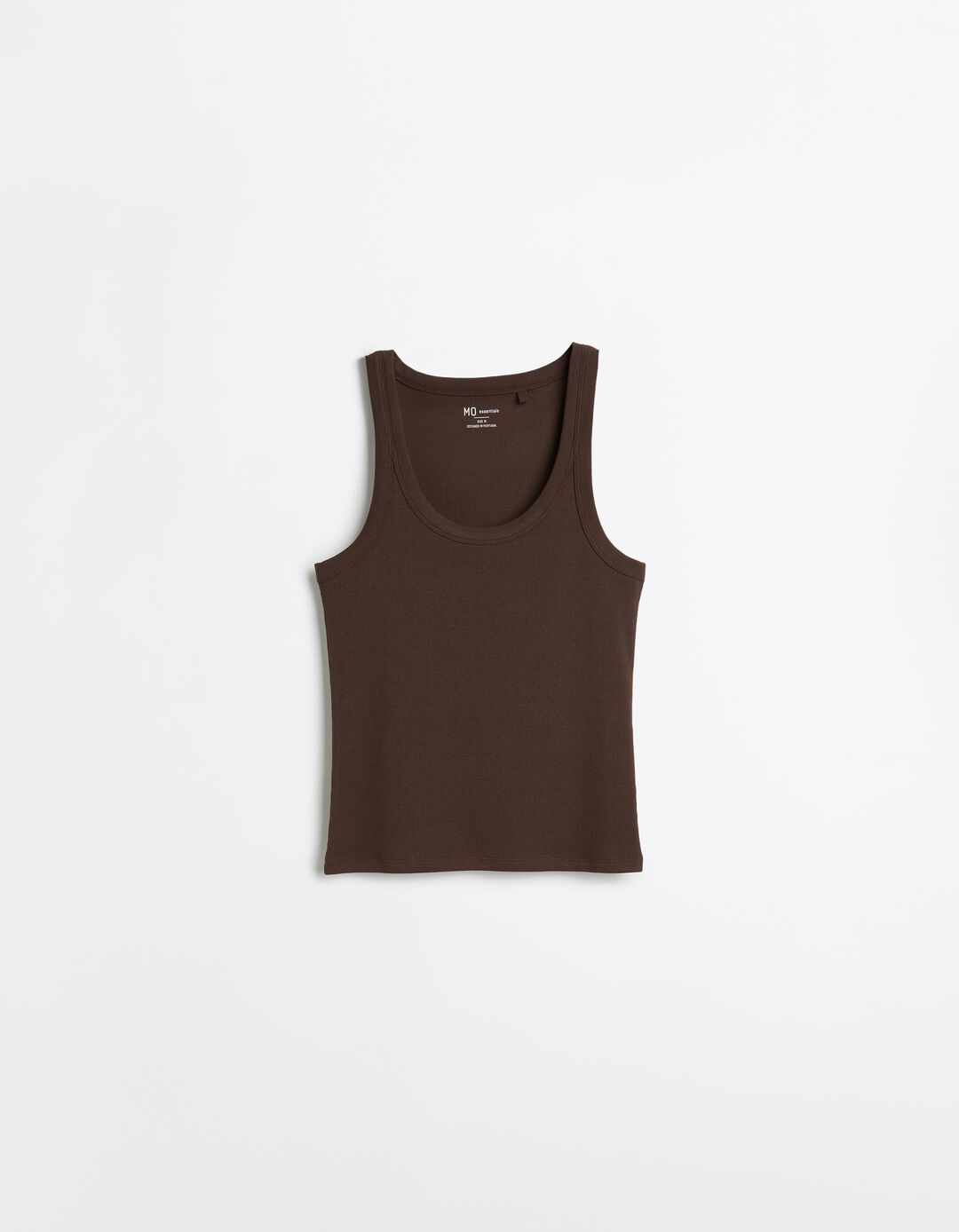 Tank Top Canelado, Mulher, Castanho Escuro