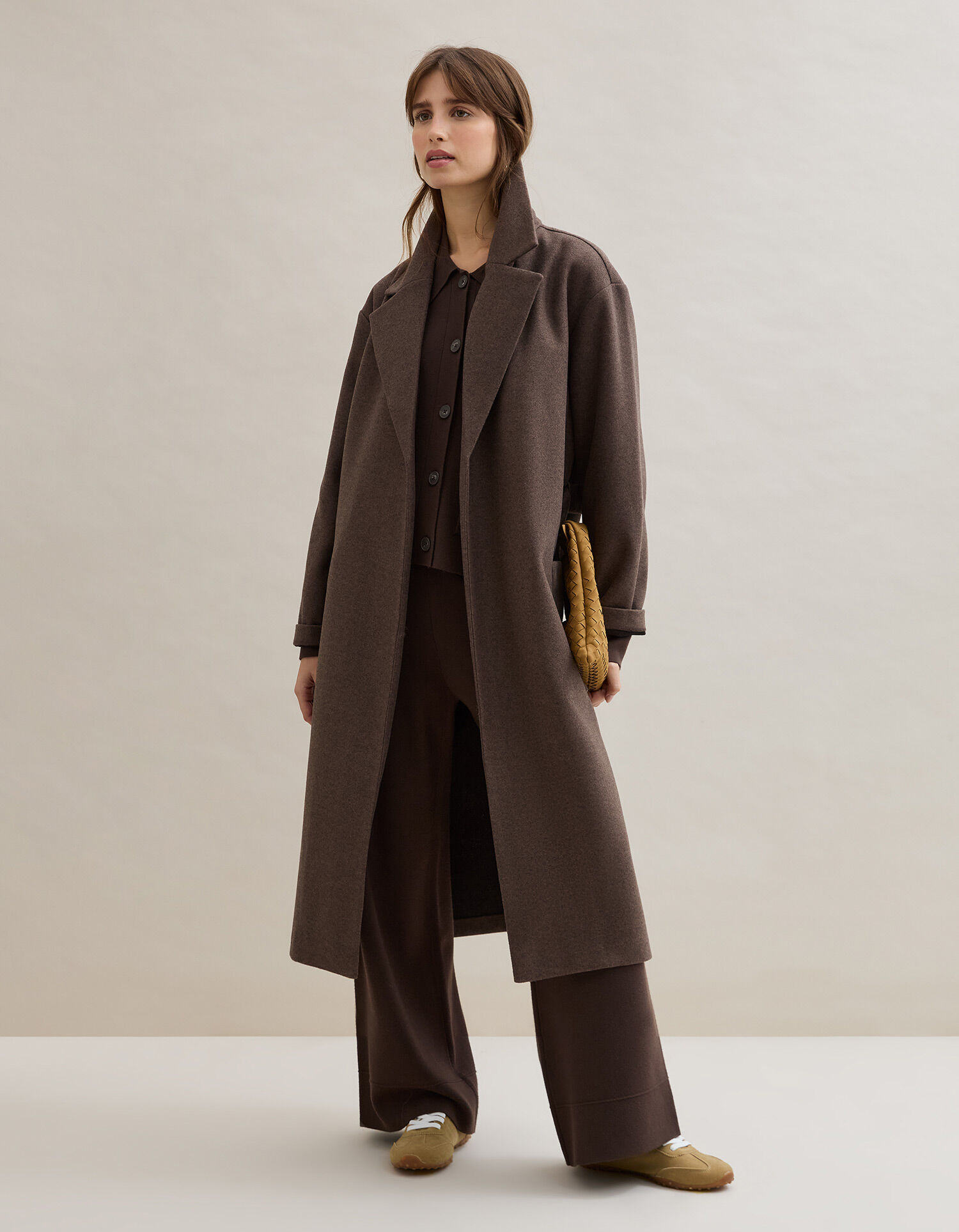 Comprar Online Casaco Comprido, Mulher, Castanho Escuro 