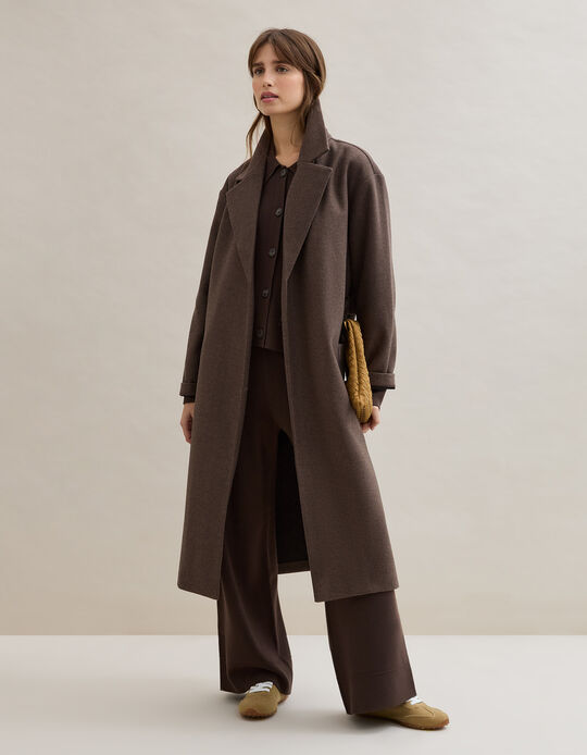 Comprar Online Casaco Comprido, Mulher, Castanho Escuro 