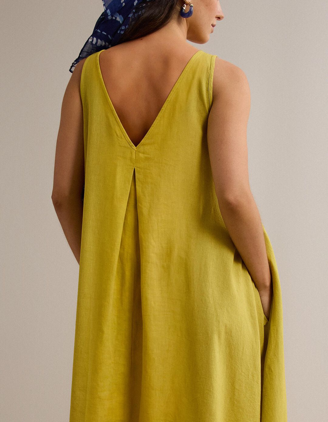 Vestido com Linho, Mulher, Amarelo