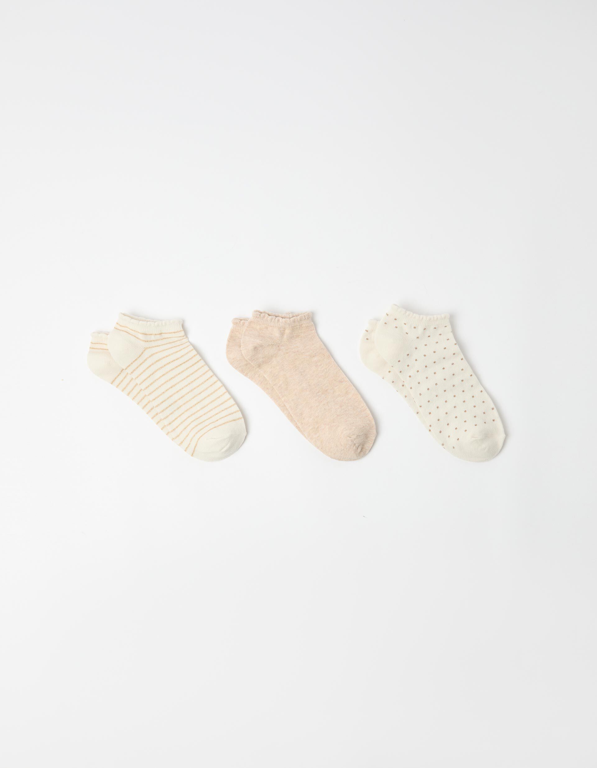 Comprar Online Pack 3 Pares de Meias Tornozelo, Mulher, Bege
