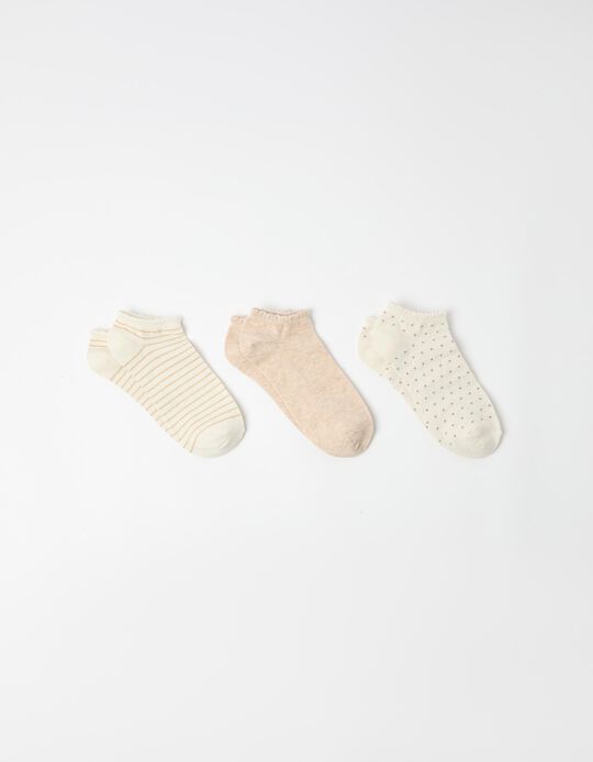 Comprar Online Pack 3 Pares de Meias Tornozelo, Mulher, Bege