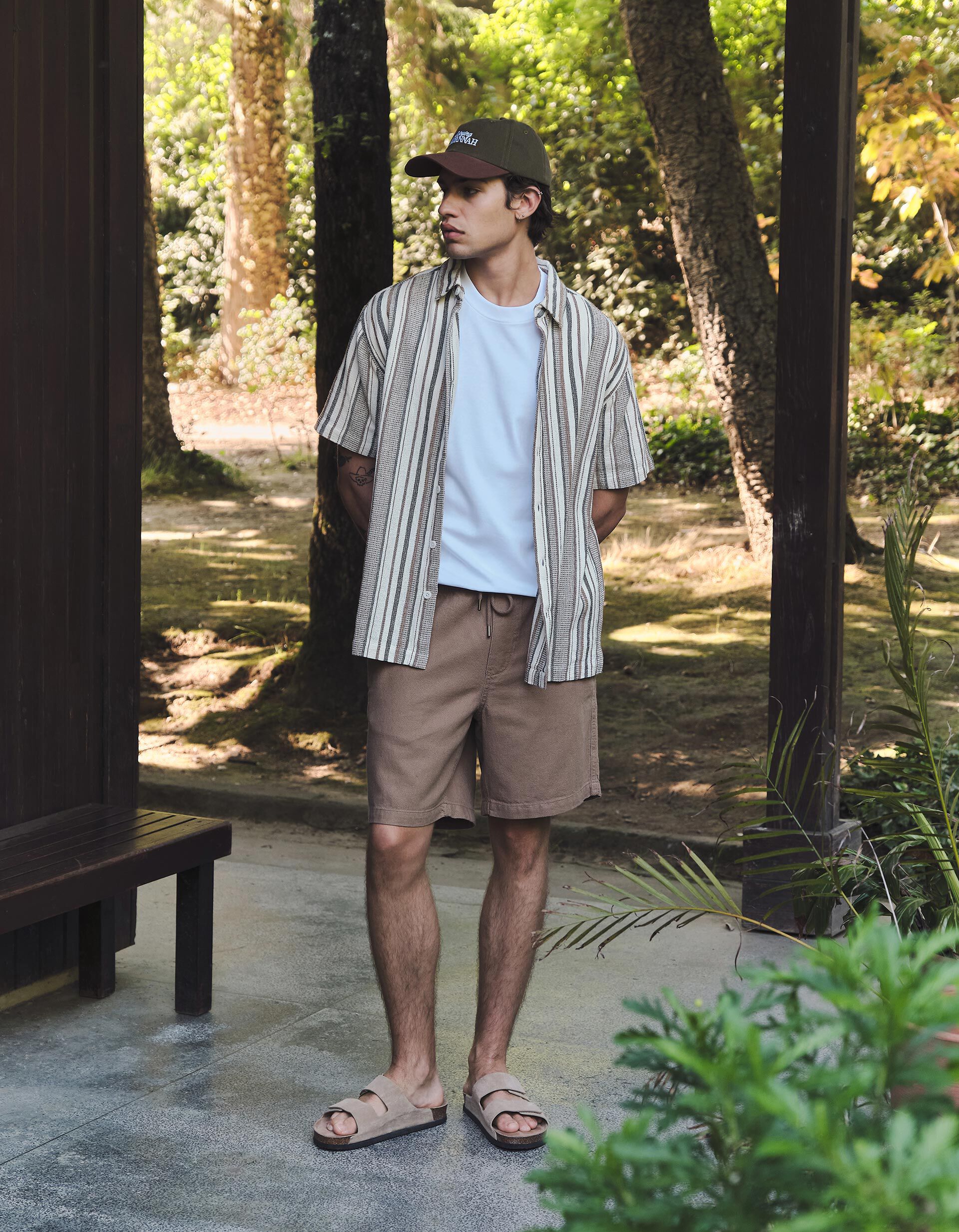 Comprar Online Cal&ccedil;&otilde;es com Linho, Homem, Castanho