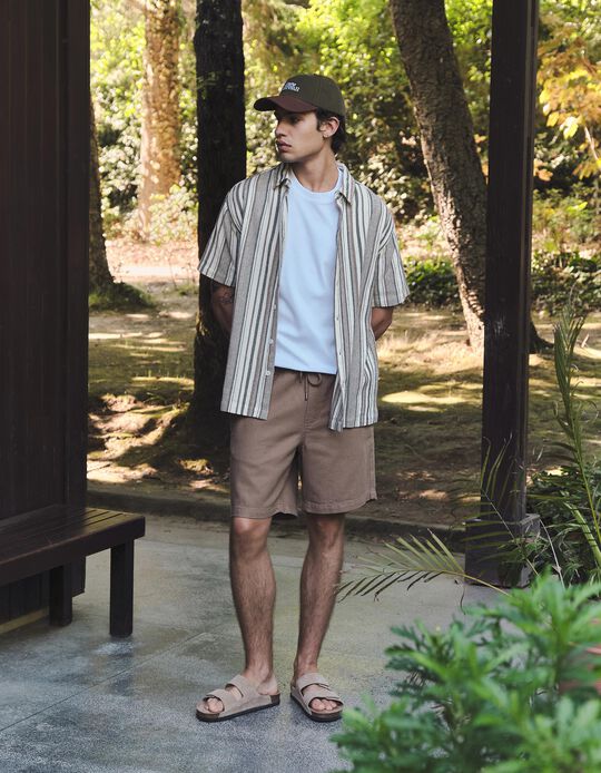 Comprar Online Cal&ccedil;&otilde;es com Linho, Homem, Castanho