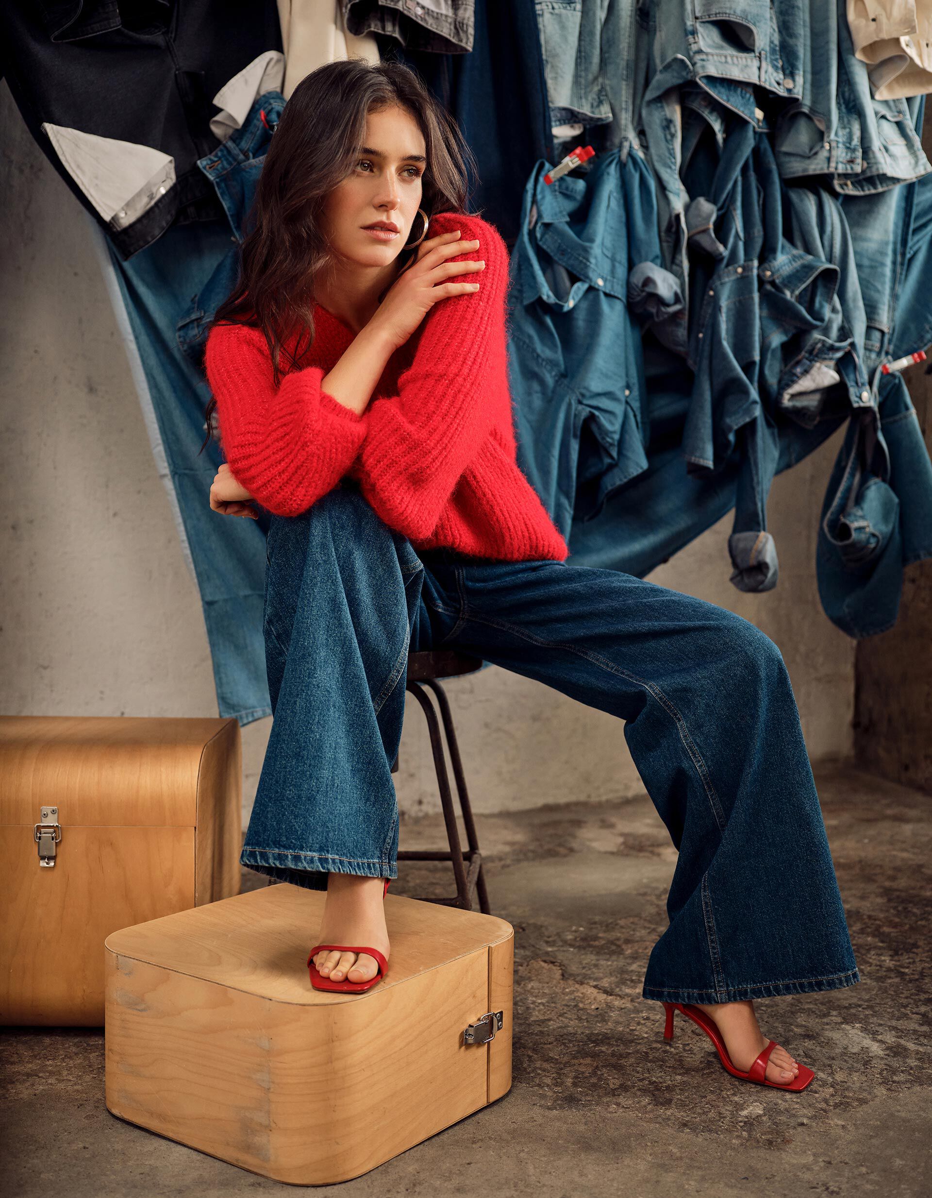 Comprar Online Camisola com L&atilde;, Mulher, Vermelho