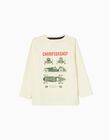 Long-Sleeve Cotton T-shirt for Baby Boys 'Champion', White 