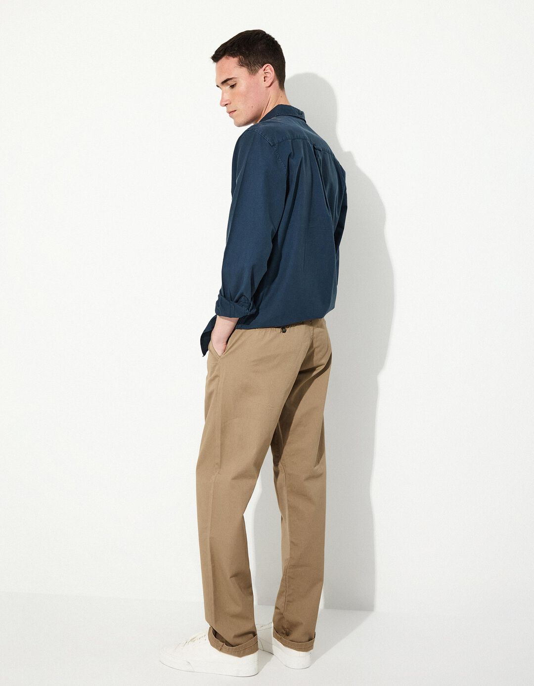 Regular Fit Twill Trousers, Men, Beige