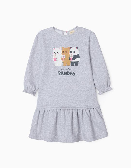 Vestido-Sweat para Menina 'Save the Pandas', Cinza