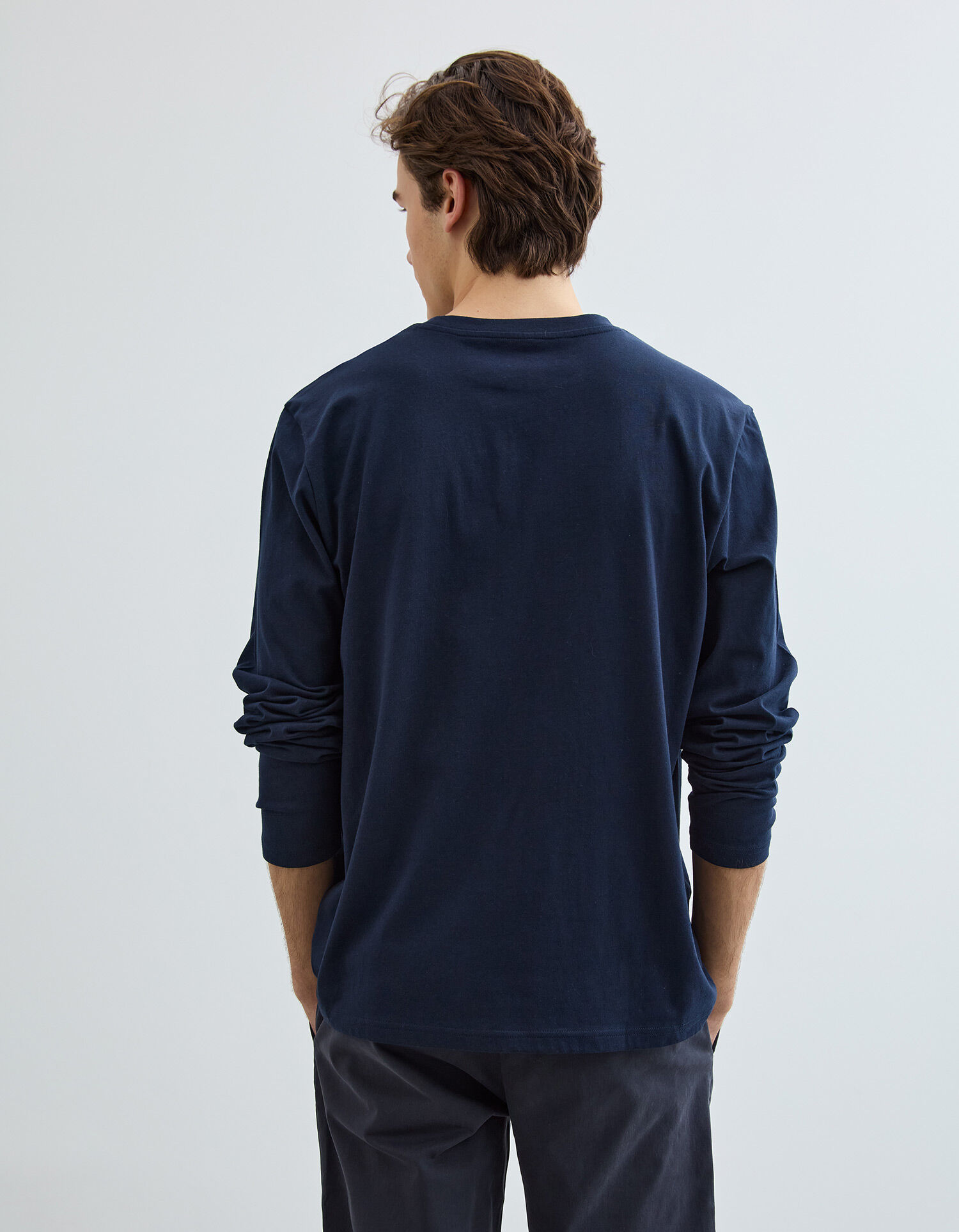 Comprar Online T-shirt de Manga Comprida, Homem, Azul Escuro