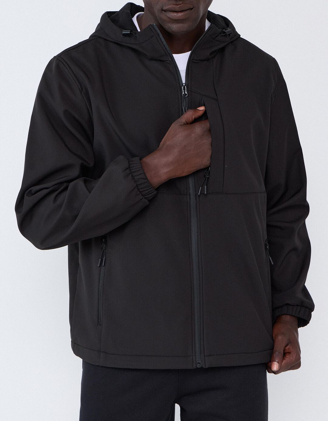 Parka T&eacute;cnica Com Capuz, Homem, Preto