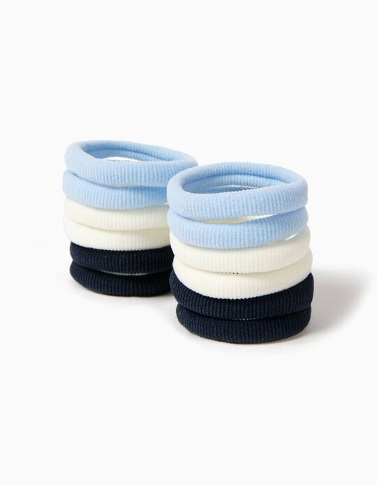 Pack of 12 Hair Elastic Bands, Blue