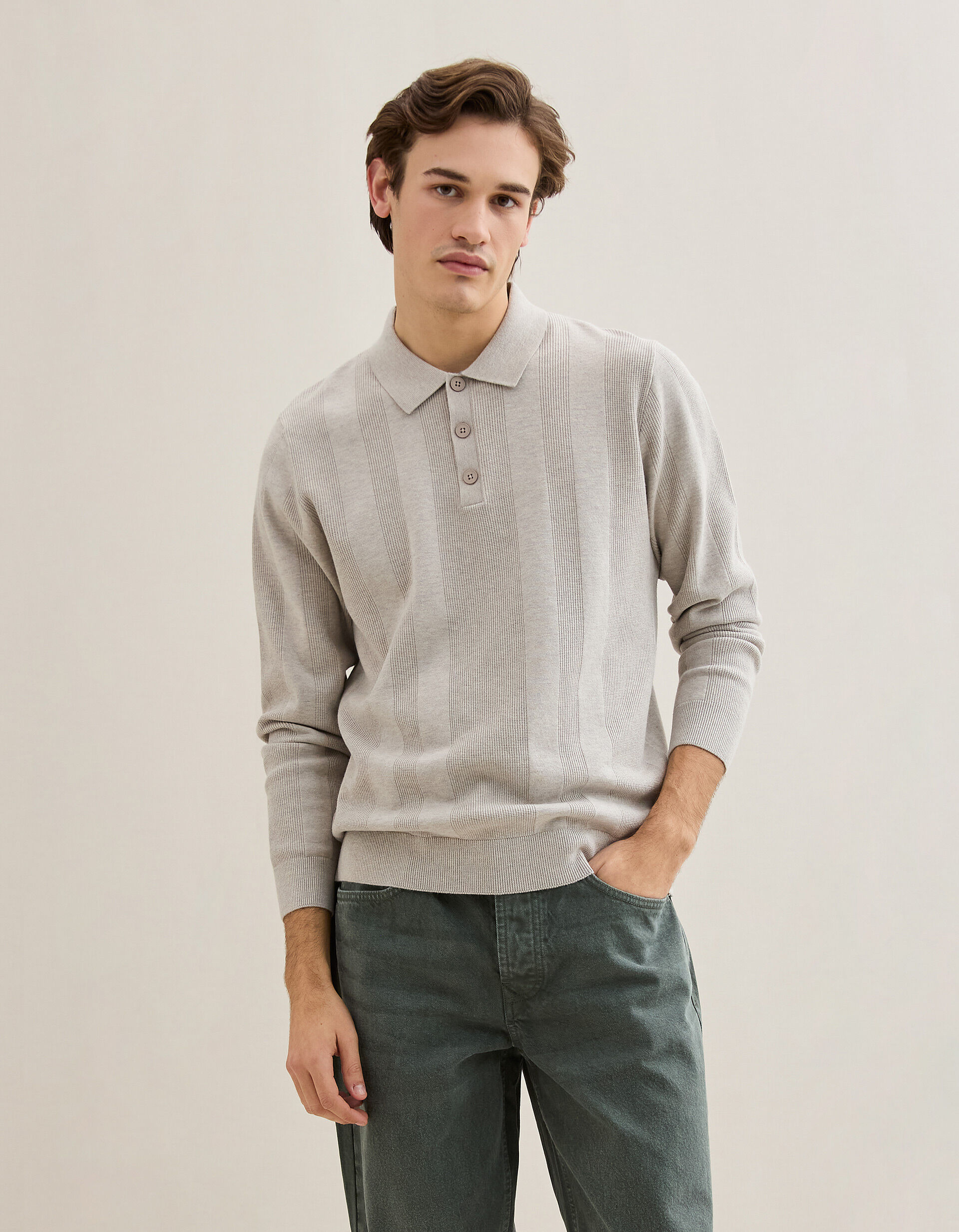 Comprar Online Polo de Malha, Homem, Bege Claro