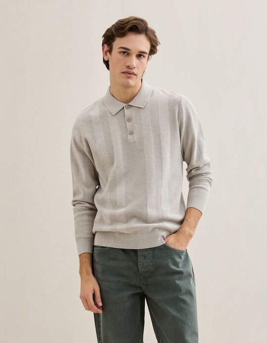 Comprar Online Polo de Malha, Homem, Bege Claro