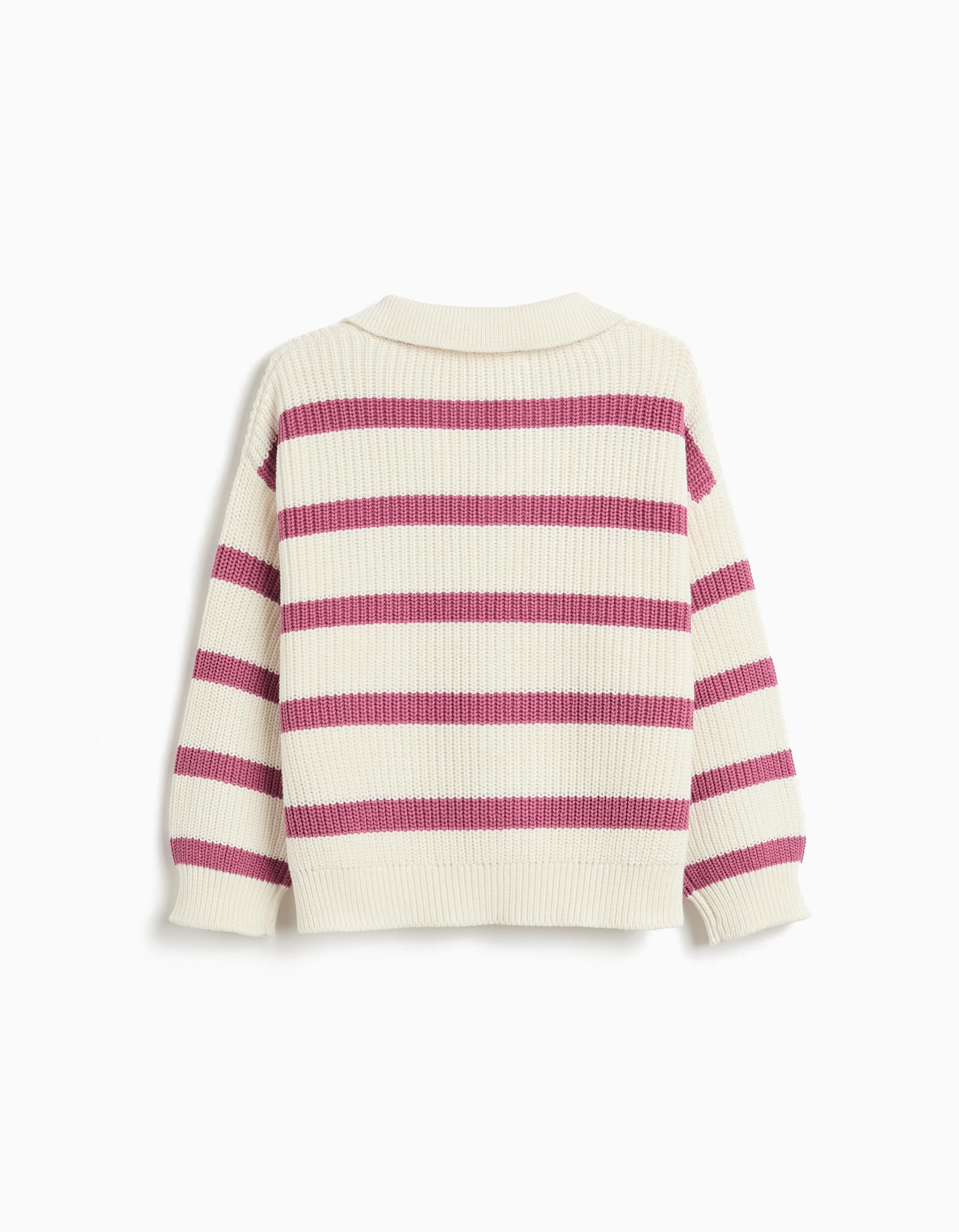 Comprar Online Camisola de Malha com Riscas, Menina, Rosa Escuro 