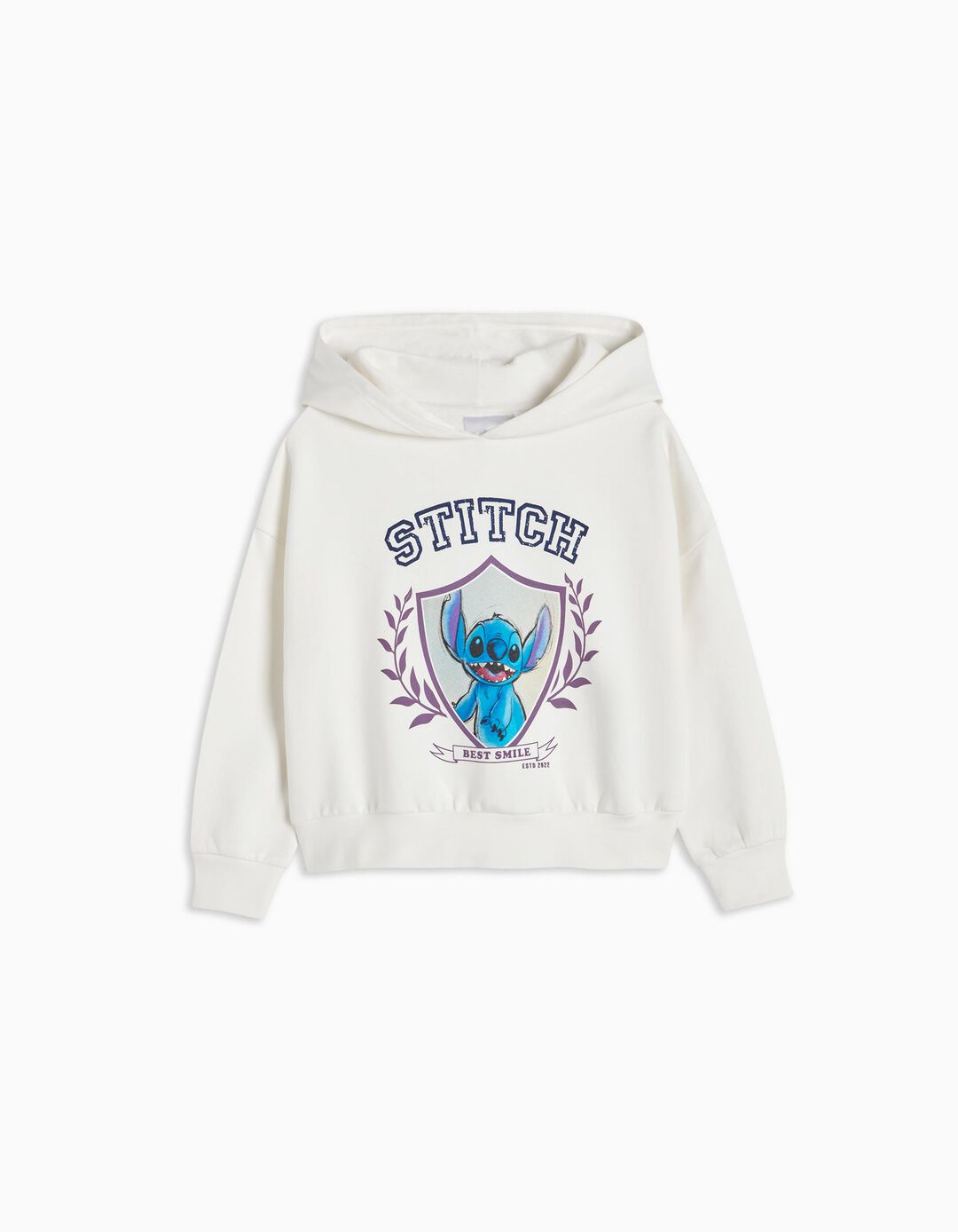 'Stitch' Hooded Sweatshirt, Girl, Light Beige