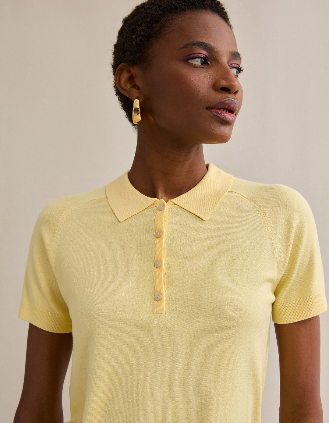 Polo de Malha, Mulher, Amarelo Claro