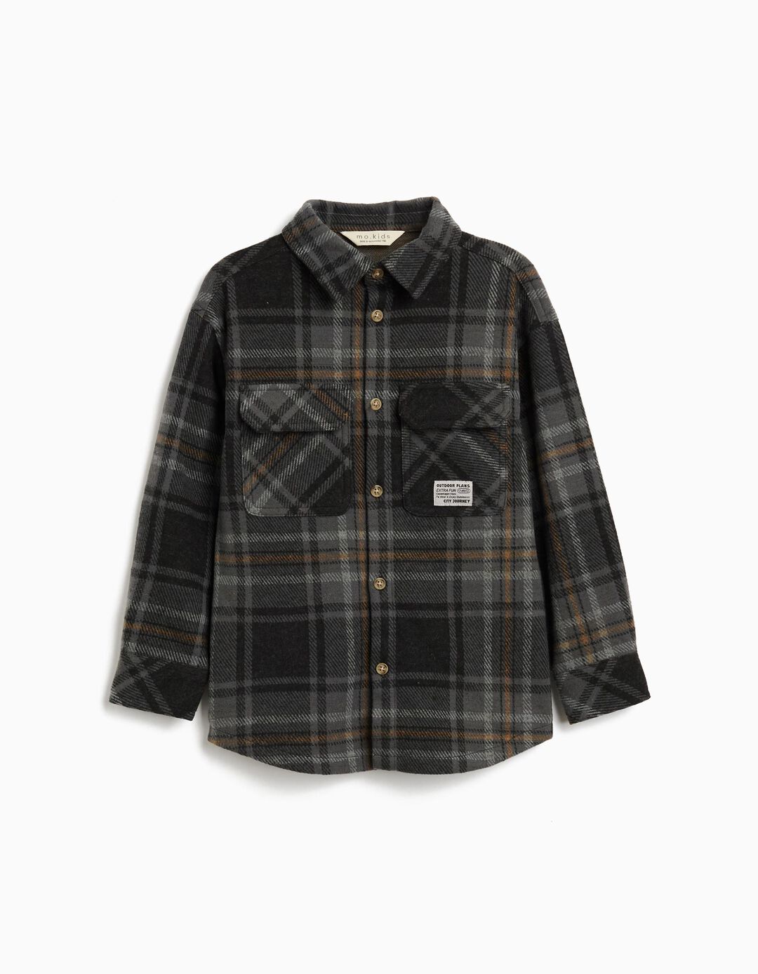 Sobrecamisa Xadrez, Menino, Cinzento Escuro 