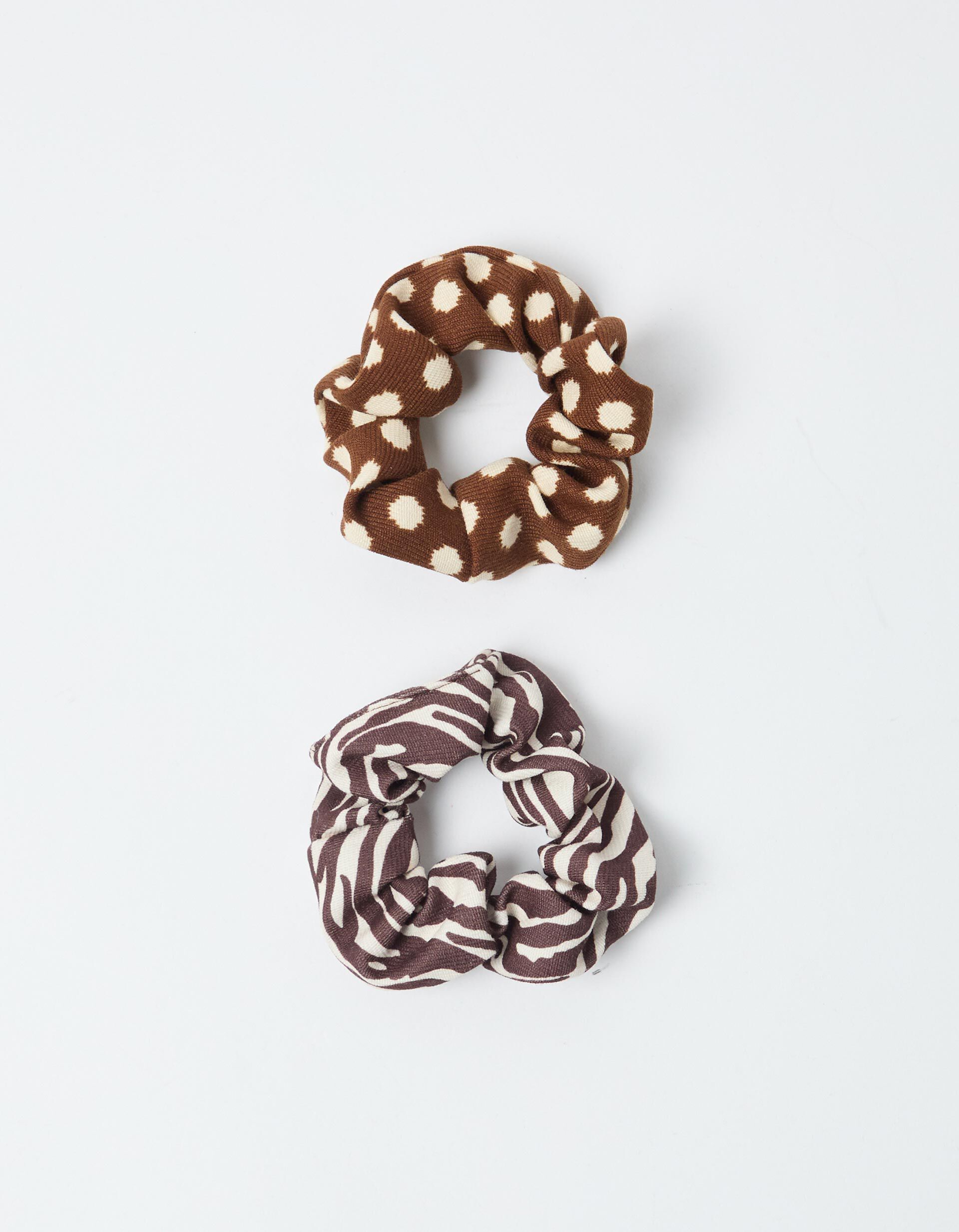 Comprar Online Pack 2 El&aacute;sticos de Cabelo Scrunchie, Mulher, Castanho