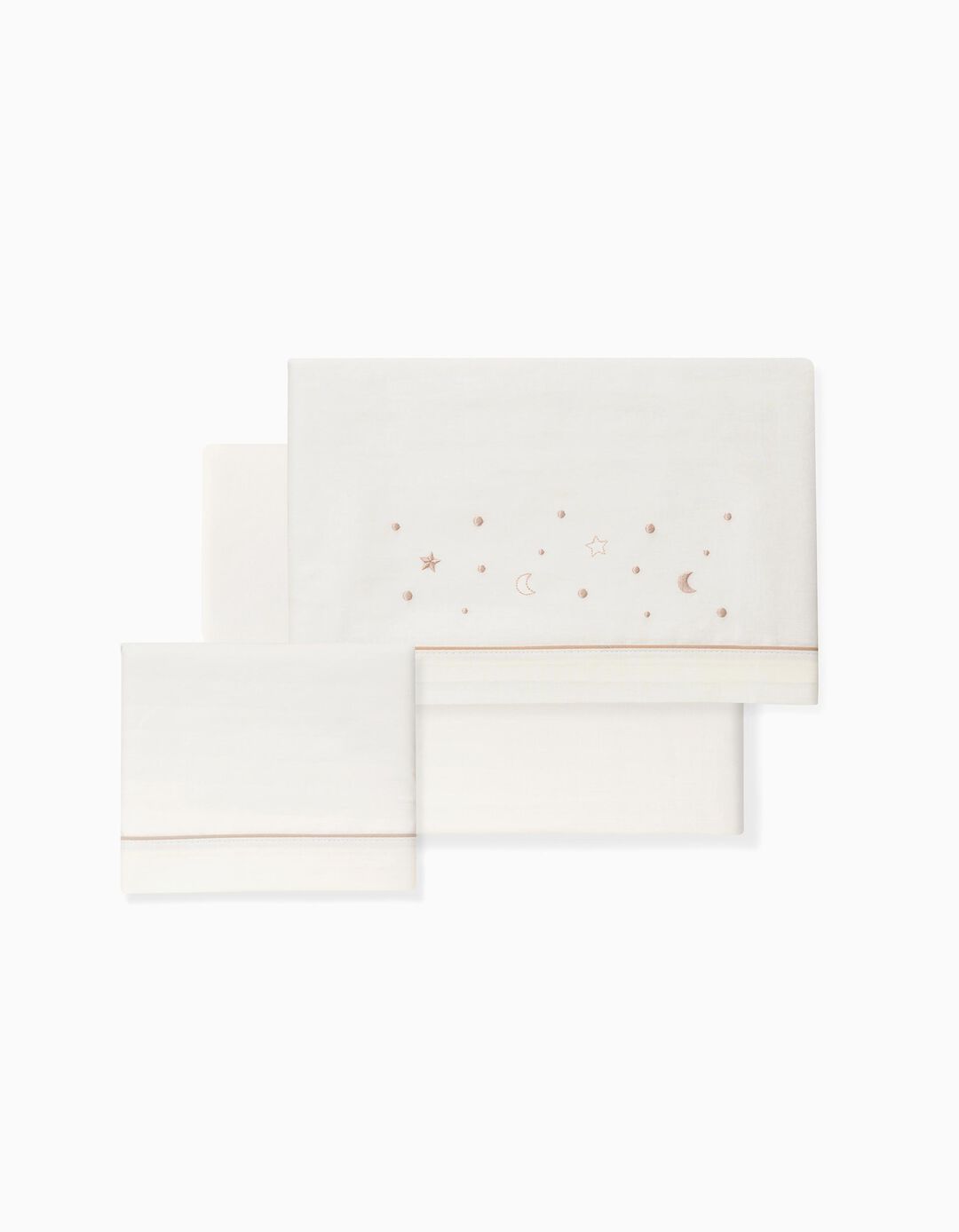 Conjunto de Len&ccedil;&oacute;is, 3 Pe&ccedil;as de Algod&atilde;o 'Stars' 60x120 cm, Beige