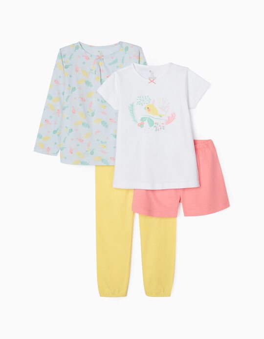 2 Pyjamas for Girls 'Birds', Multicoloured