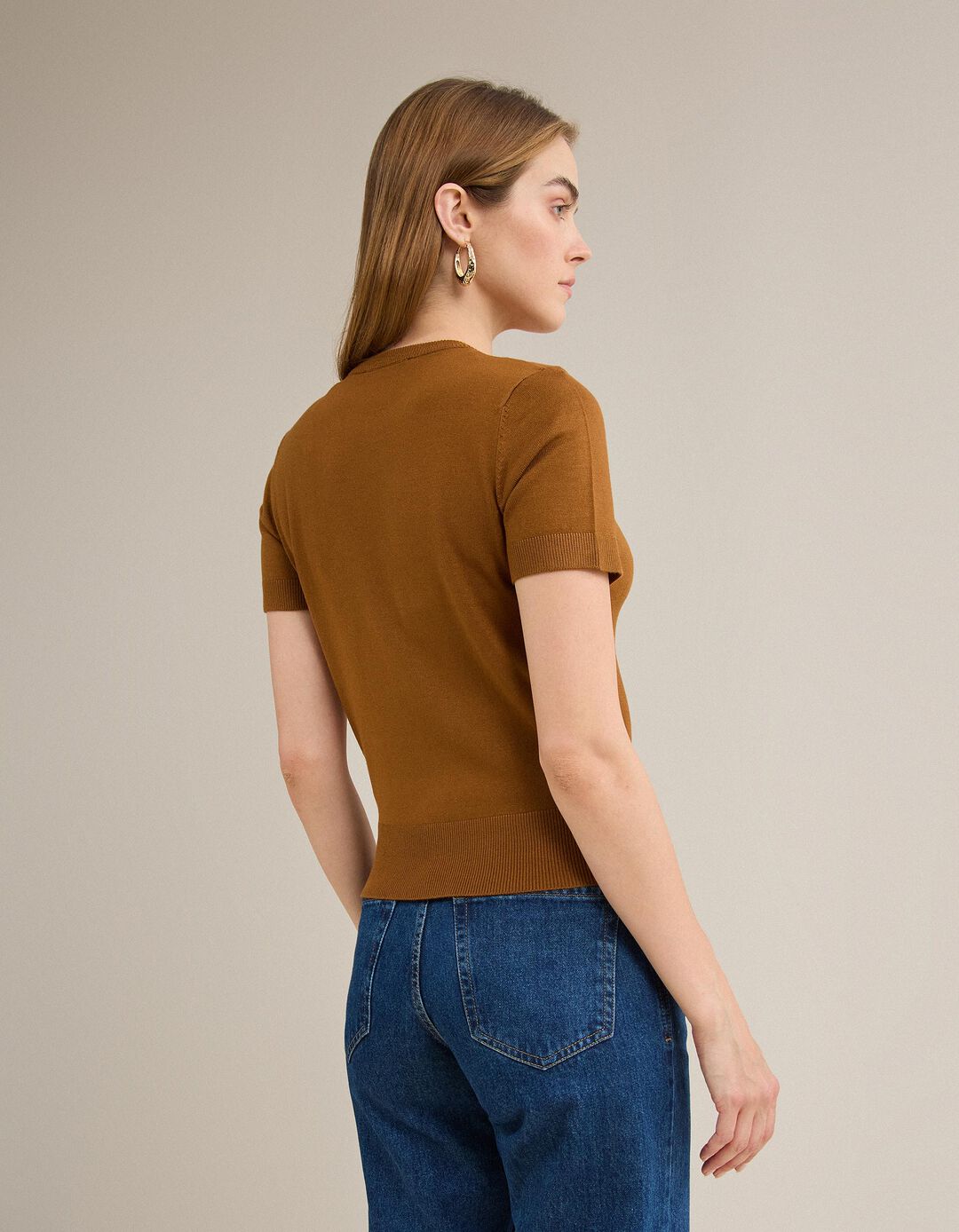 Camisola de Malha, Mulher, Castanho Claro