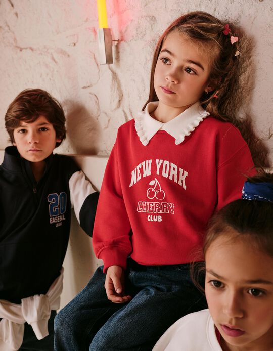 Comprar Online Sweatshirt com Gola, Menina, Vermelho 