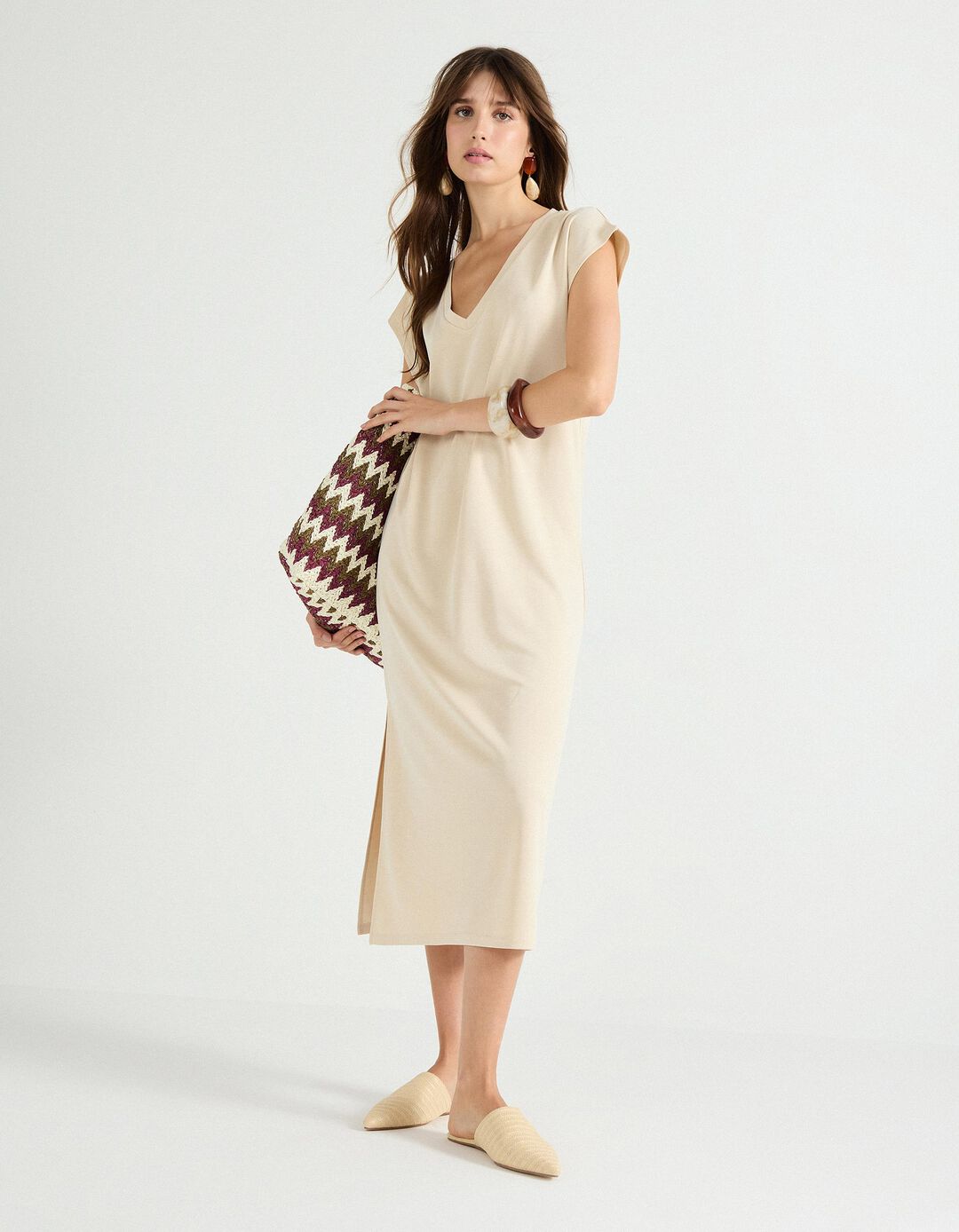 Vestido, Mulher, Bege Claro
