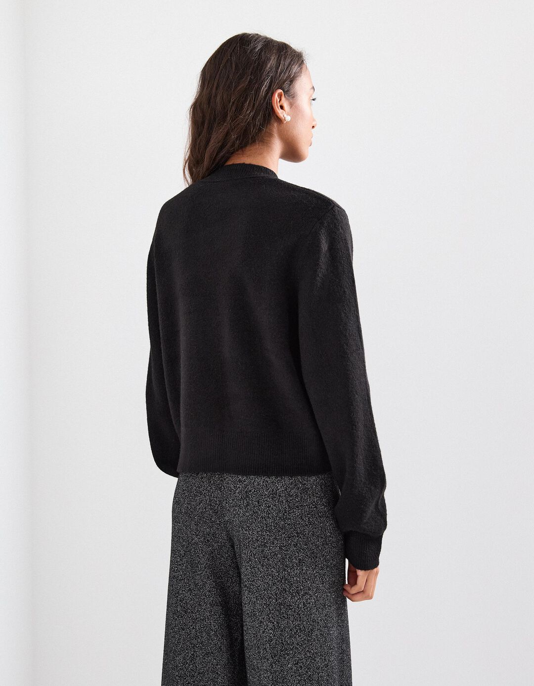 Casaco de Malha com Laços, Mulher, Preto 