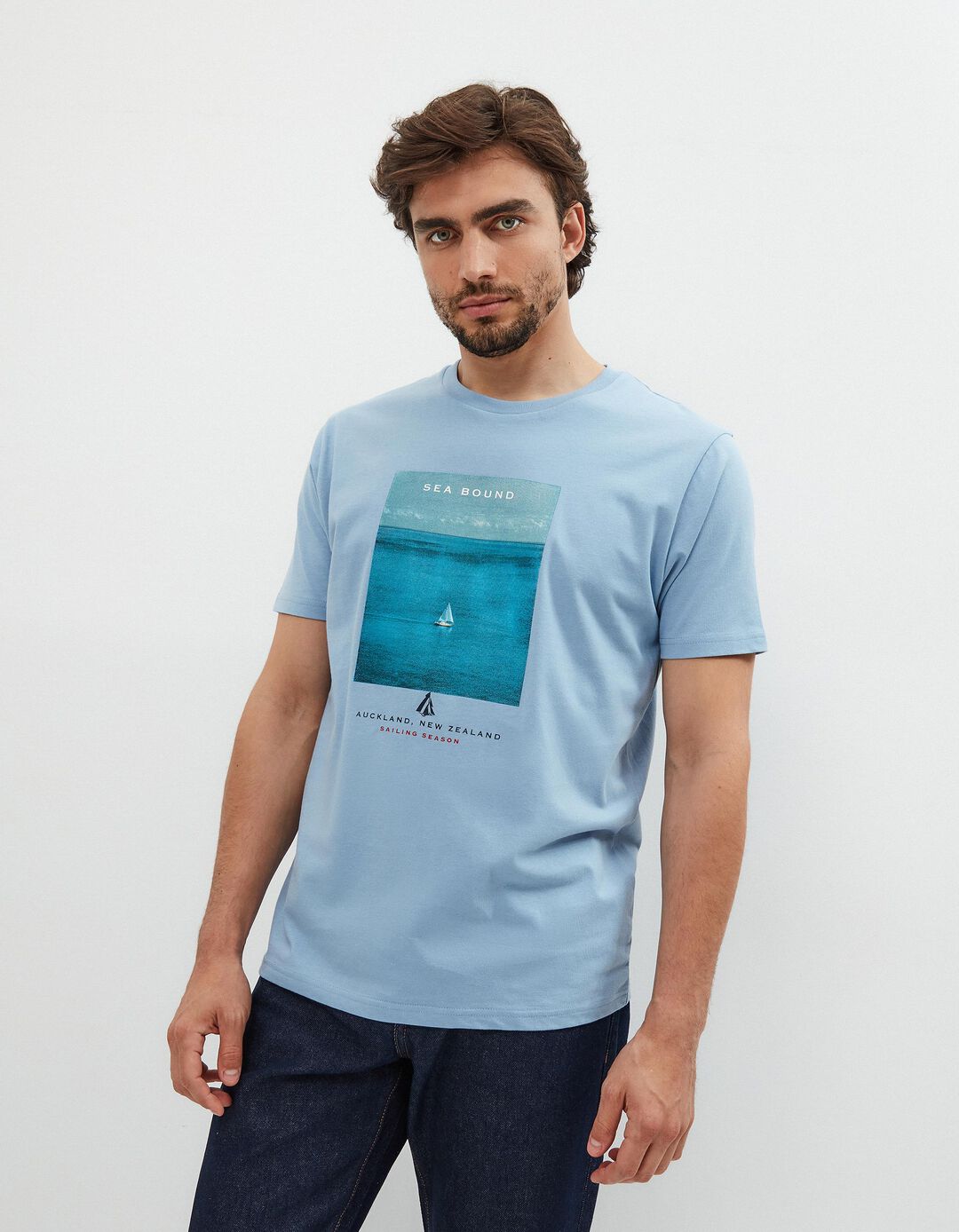 T-shirt Estampado, Homem, Azul Claro