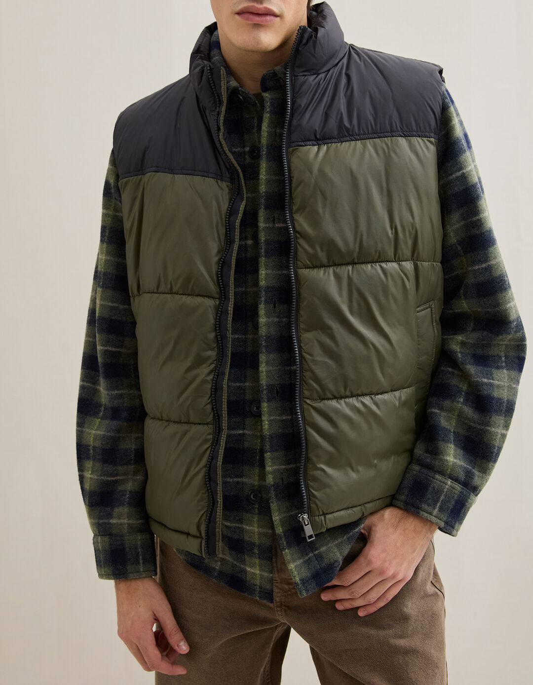 Colete Acolchoado, Homem, Verde Escuro