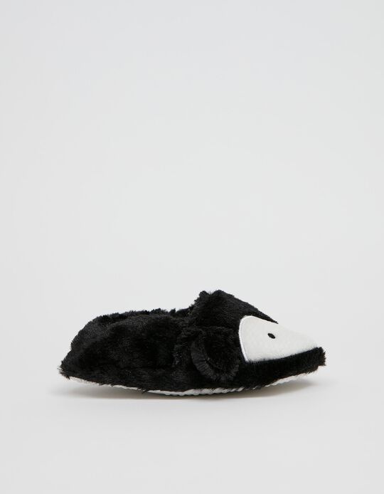 Penguin Slippers with Elastic, Children, Black