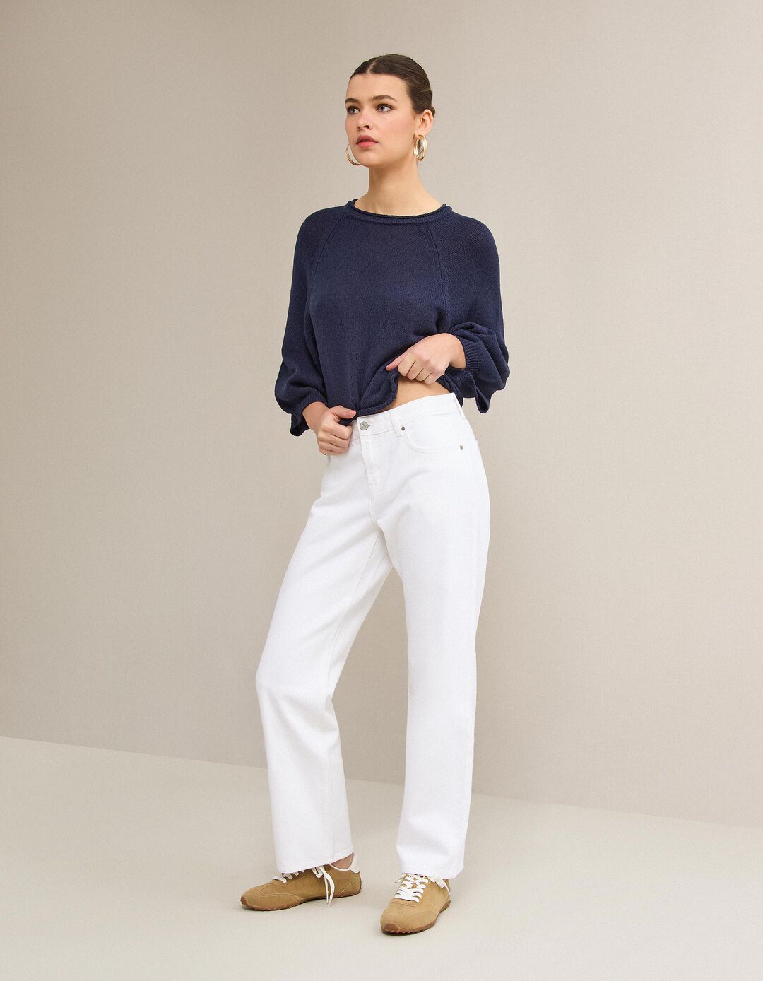 Cal&ccedil;as de Ganga 'Straight Fit', Mulher, Branco