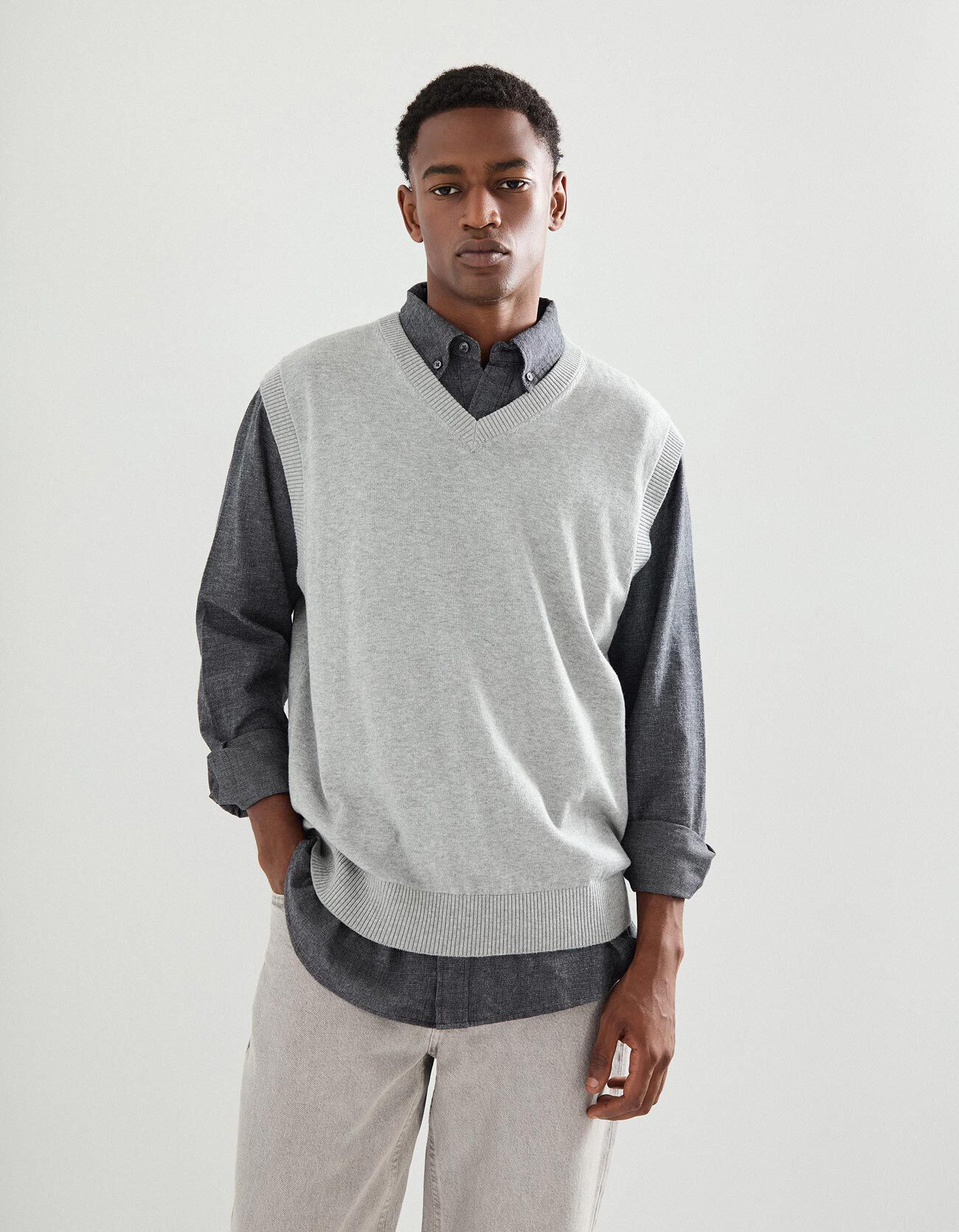 Comprar Online Colete com Caxemira, Homem, Cinzento Claro 