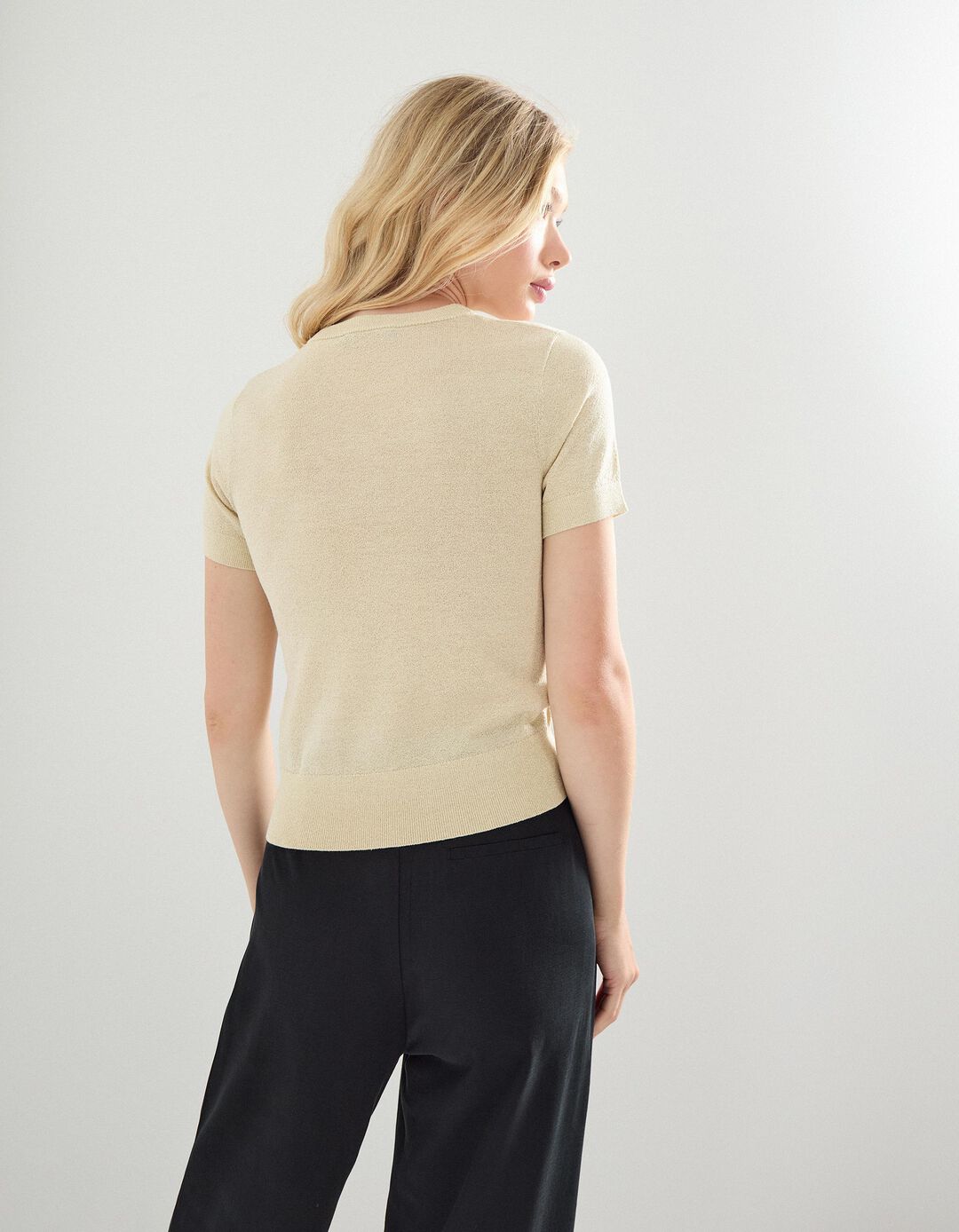 T-shirt Lurex, Mulher, Dourado